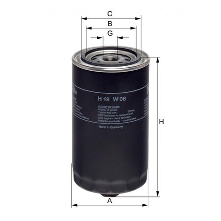 Hengst Oil Filter, H19W06 H19W06